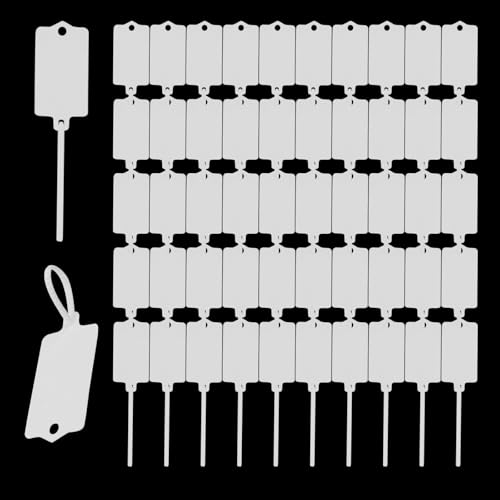 MY MIRONEY 50 Stück wasserdichte Kunststoffanhänger, weiße Kunststoff-Versandanhänger, beschreibbare Hängeschilder, selbstschließende Kabelbinder, Etiketten für Schlüssel, Gepäck, Logistik von MY MIRONEY
