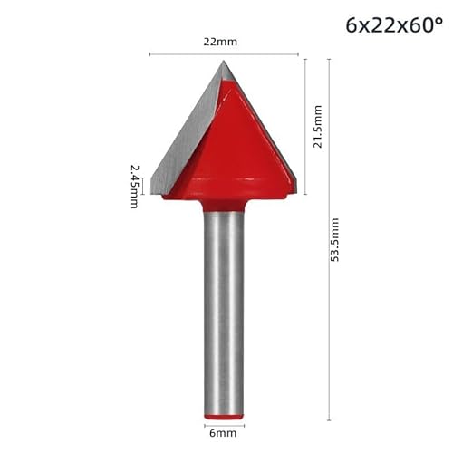 V Nutfräser,Nut-Fräser für die Holzbearbeitung,3D Wolfram Stahl Holzbearbeitung CNC Fräser Scharfe V-nut Schneidwerkzeug Schaftfräser mit 6mm Schaft,60/120 Grad, 10/16/22/32mm Breite (L) von MYAYD