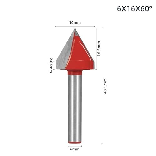 V Nutfräser,Nut-Fräser für die Holzbearbeitung,3D Wolfram Stahl Holzbearbeitung CNC Fräser Scharfe V-nut Schneidwerkzeug Schaftfräser mit 6mm Schaft,60/120 Grad, 10/16/22/32mm Breite (M) von MYAYD