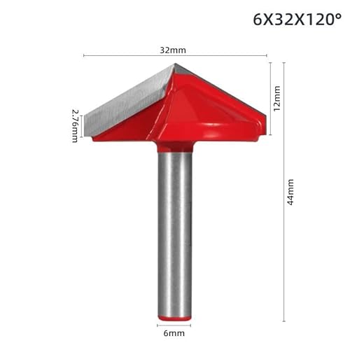 V Nutfräser,Nut-Fräser für die Holzbearbeitung,3D Wolfram Stahl Holzbearbeitung CNC Fräser Scharfe V-nut Schneidwerkzeug Schaftfräser mit 6mm Schaft,60/120 Grad, 10/16/22/32mm Breite (XL) von MYAYD