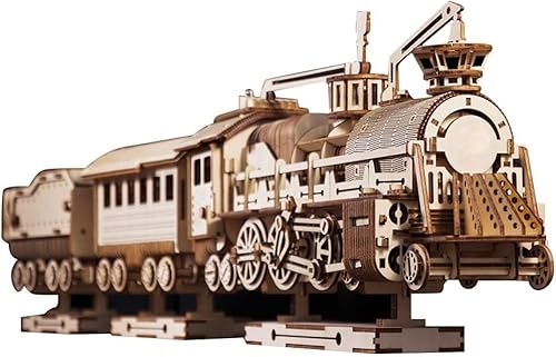 MYDZSWZX 3D-Holzbausatz für die Montage Einer Dampflokomotive mit mechanischem Getriebe, Komplettbausatzversion / 892-teiliges 3D-Holzpuzzle for Erwachsene, Modellbausätze for Dampflokomotiven. von MYDZSWZX