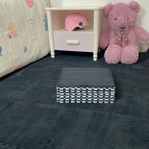 4 Stück Weiche, Flauschige Teppichfliesen, Ineinander Greifende Spielmatte, Plüsch-Puzzle-Schaumstoff-Bodenmatte für Wohnzimmer, Schlafzimmer, 30 x 30 cm von MYIESAXL