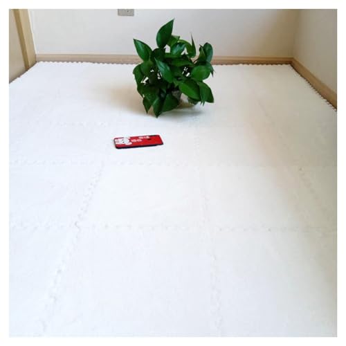 50-teilige Bodenmatte aus Plüschschaum, quadratische ineinander greifende Teppichfliesen aus Plüsch, weiche, rutschfeste Puzzle-Teppich-Spielmatte für Spielzimmer und Schlafzimmer von MYIESAXL