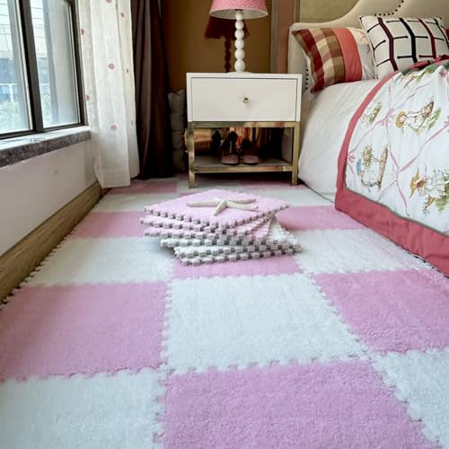 80 Stück Puzzle-Teppiche für Den Boden, Plüschschaum-Bodenmatte, Puzzle-Bodenmatte, Spielmatte für Das Wohnzimmer, Ineinander Greifende Teppichfliesen von MYIESAXL