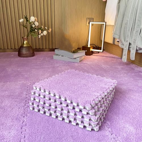 80-Teilige Spielmatten, Ineinander Greifende Schaumstofffliesen, Plüsch-Puzzle-Bodenmatte, Teppichquadrate, Zusammenfügbare Bodenteppiche, für Wohnzimmer/Schlafzimmer von MYIESAXL