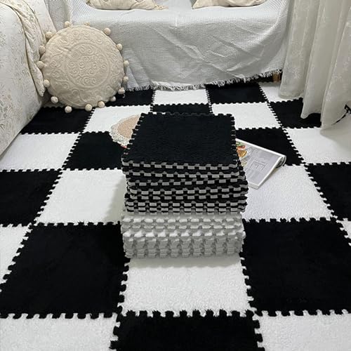 Weiche Plüsch-Spielmatte, Quadratische Puzzle-Bodenmatte, 30 cm Ineinander Greifende Puzzle-Schaumstoff-Teppichfliesen, Schlafzimmer, 150 Stück von MYIESAXL