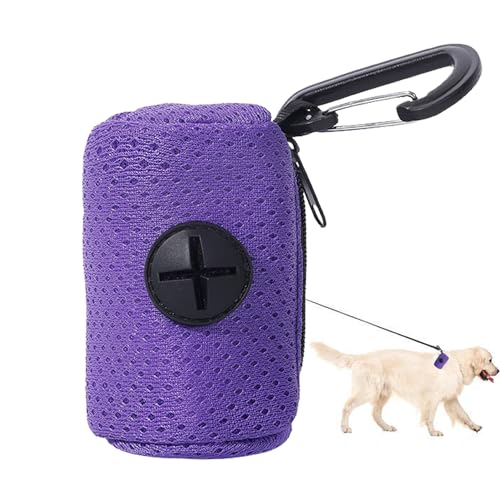 Spender für Hundekotbeutel | Hundetaschenhalter aus Netzstoff mit Leinenbefestigung und Reißverschluss,Hundebeutelspender mit großer Kapazität, tragbarer Kotbeutelhalter für Hunde, von MYJIO