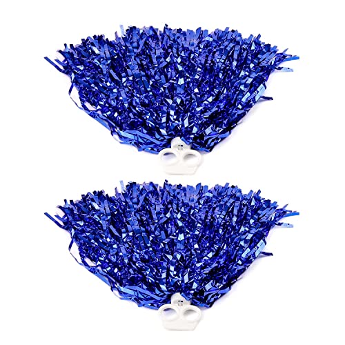 Cheerleader Pom Poms, MYLERCT 2 Stück Blaue Pom Poms aus Metallfolie, Cheerleader Bunte Pompons Handblume, für Sport Cheers, Tanz Abendkleid Nachtparty von MYLERCT