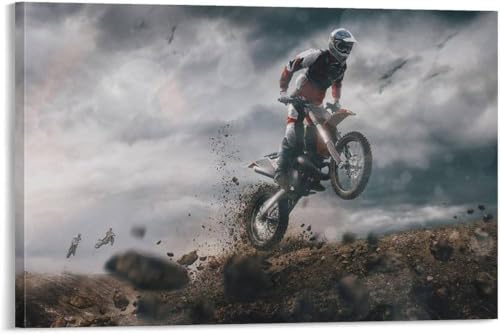 MYLHMPPJH Motocross-Poster, Leinwand, Wandkunst, Dekoration, Posterdrucke für Wohnzimmer, Zuhause, Schlafzimmer, Dekoration, Gemälde, 50 x 75 cm von MYLHMPPJH