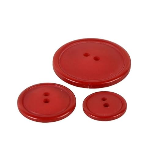 3 runde Knöpfe mit 2 Löchern, klassisch, rot, Größe 15 mm von MYMERCERIE