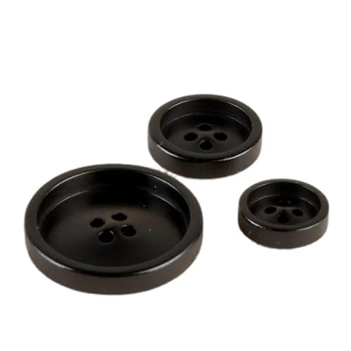 Corozo-Knöpfe, 4 Löcher, schwarz, Größe 23 mm, 3 Stück von MYMERCERIE