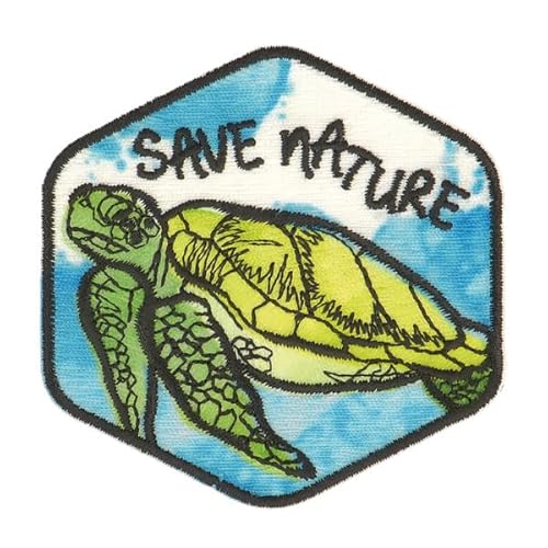 MYMERCERIE Aufnäher zum Aufbügeln, Motiv: Rauvez la Natur, Schildkröte, 5,5 x 5,5 cm von MYMERCERIE