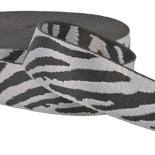 MYMERCERIE Gurtband, bedruckt, Zebramuster, 38 mm, Grau / Schwarz, Meterware von MYMERCERIE