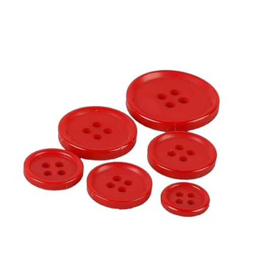 MYMERCERIE Knöpfe, rund, 2 Löcher, klassisch, rot, 17 mm, 6 Stück von MYMERCERIE