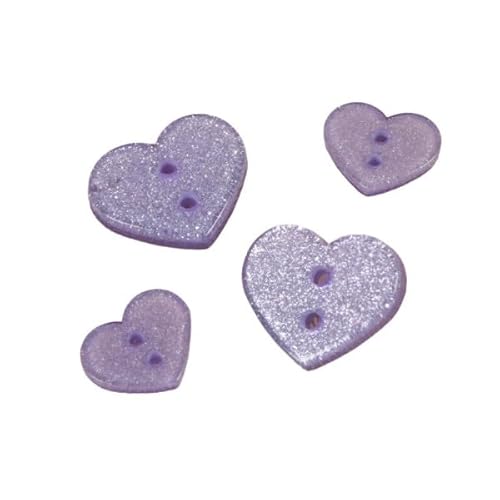 MYMERCERIE Knopf Herz Glitzer Violett/Lavendel – Größe 18 mm von MYMERCERIE