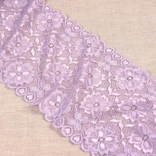 MYMERCERIE Spule, 15 m, elastische Spitze, Blumen, 180 mm, Violett von MYMERCERIE