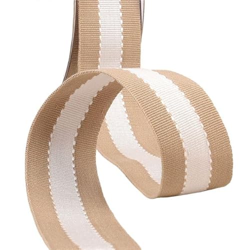 Ripsband, zweifarbig, 40 mm, Beige/Ecru, Meterware von MYMERCERIE