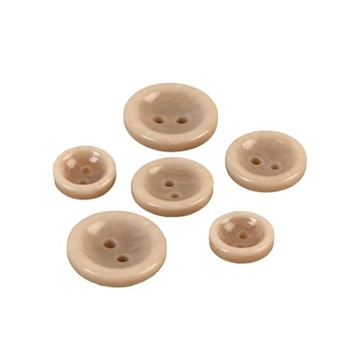 Set mit 6 runden Knöpfen, 2 Löcher, Beige, Größe 12 mm von MYMERCERIE