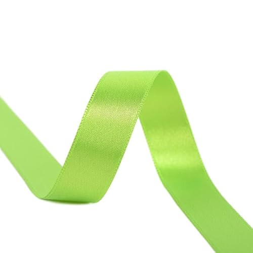 Spule 40 m Satinband, doppelseitig, hergestellt in Frankreich, Beige / Grün – Größe 25 mm von MYMERCERIE