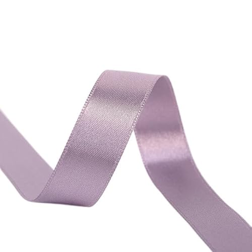 Spule mit 40 m Satinband, doppelseitig, hergestellt in Frankreich, grau-rosa – Größe 38 mm von MYMERCERIE