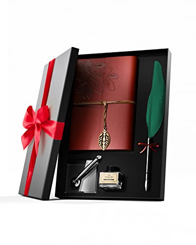 MYMIND® Schreibfeder Set [Ideal als Geschenk] mit Federstift, Notizbuch, Tintenfass & Füllfederhalter - Premium Qualität Vintage-Stil Kalligraphie Feder - Harry Potter Stift - inkl. edler Geschenkbox von MYMIND