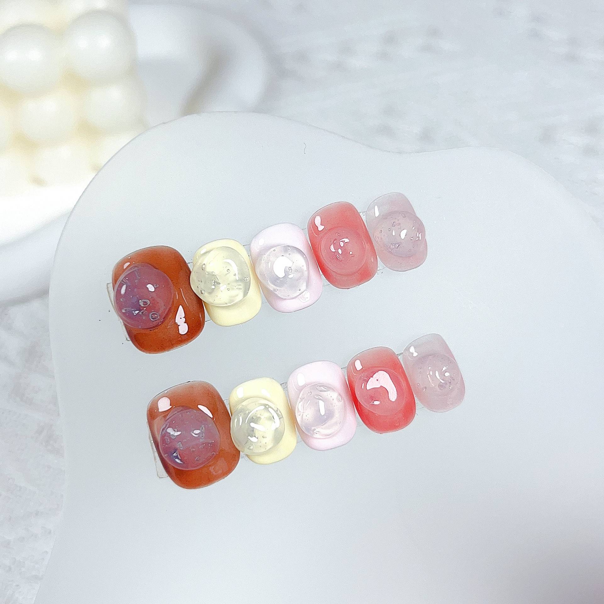 Colorful Jelly Press On Nail Manicure/Reusable Nails Short Squoval von MYNAILPRESS