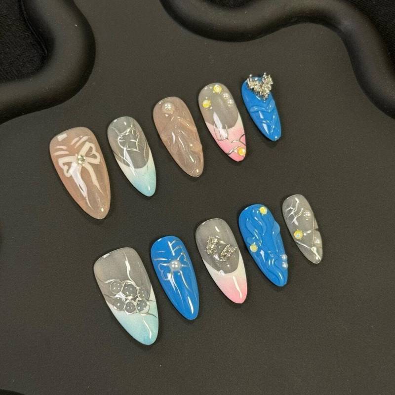 Pastel Dream Press On Nails Manicure/ Reusable/ Medium Stiletto 20mm von MYNAILPRESS