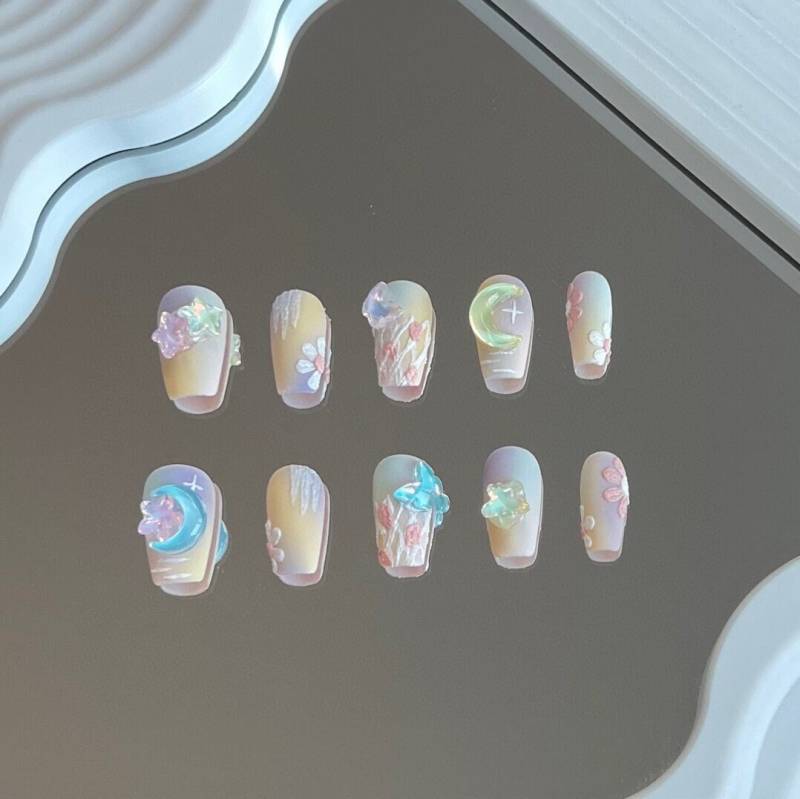 starry Butterfly Press On Nails Manicure/ Reusable/ Ballerina 20 Mm von MYNAILPRESS