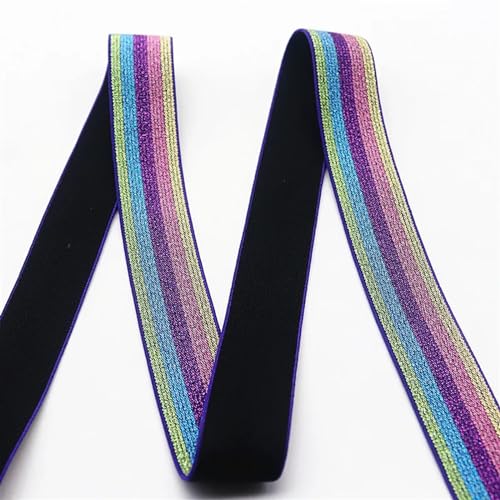 MYOND Elastisches Band 5 m Gummiband, 25 mm, buntes elastisches flaches elastisches Seil, elastisches Hosengürtel, Bekleidungszubehör, elastisches Band for Nähen(Glitter Powder1) von MYOND