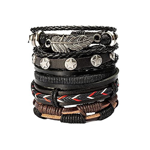 Herren Armband, Lederarmband Steampunk Schmuck,Armbänder,Echtes Best Friend Armband Schmuck Leder Wickelarmbänder Männer Frauen,Kordeln Holzperlen Ethno Herbst Geschenke von MYRDBT