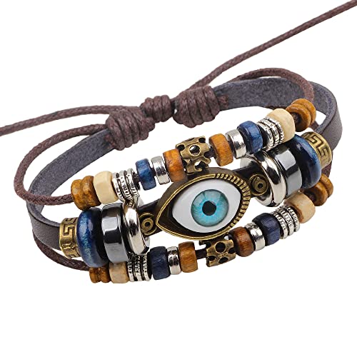 Herren Armband, Lederarmband mit Perlen, Armbandschnur, Armbänder, Lederarmband für Herren, Mala-Perlenarmband, Geschenke für Herren, Tigerauge, Naturstein, Lavasteinperlen, ethnische, elastische Sta von MYRDBT