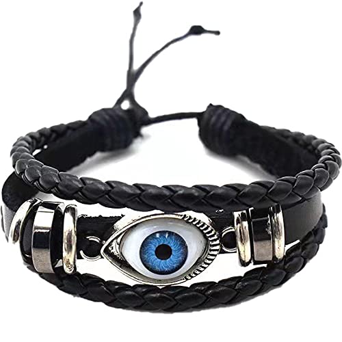 MYRDBT Herren Armband, Lederarmband, Chakra-Armbänder, Armbänder, Glücksarmband, mehrlagiges Pu-Leder, Holzperlen, Armreif, handgefertigt, verstellbar, ethnisches geflochtenes Armband von MYRDBT