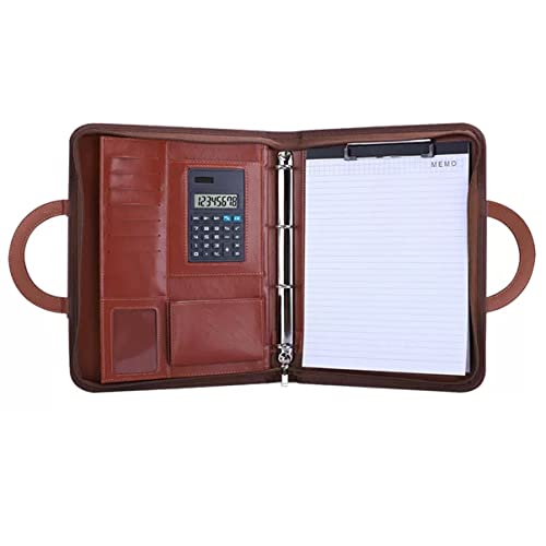 MYRDBT Schreibmappe A4, Padfolio-Portfolio, veganes PU-Leder-Portfolio mit Reißverschluss und verstecktem Büro-Business-Organizer, Padfolio-Griff, Ringbuch, A4 von MYRDBT