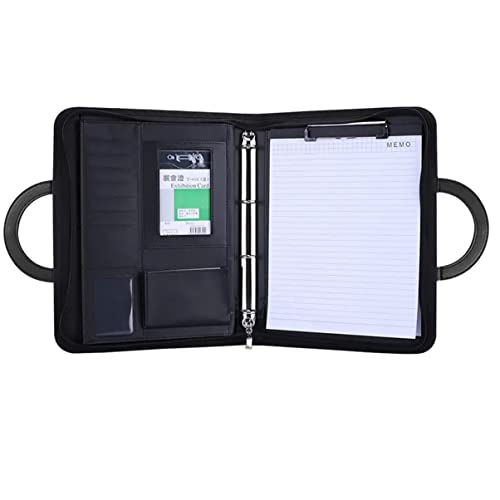 MYRDBT Schreibmappe A4, Padfolio-Portfolio, veganes PU-Leder-Portfolio mit Reißverschluss und verstecktem Büro-Business-Organizer, Padfolio-Griff, Ringbuch, A4 von MYRDBT