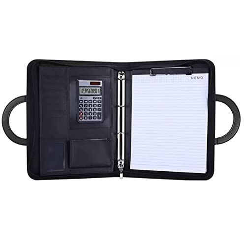 MYRDBT Schreibmappe A4, Padfolio-Portfolio, veganes PU-Leder-Portfolio mit Reißverschluss und verstecktem Büro-Business-Organizer, Padfolio-Griff, Ringbuch, A4 von MYRDBT