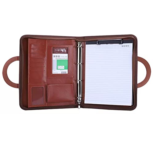 MYRDBT Schreibmappe A4, Padfolio-Portfolio, veganes PU-Leder-Portfolio mit Reißverschluss und verstecktem Büro-Business-Organizer, Padfolio-Griff, Ringbuch, A4 von MYRDBT