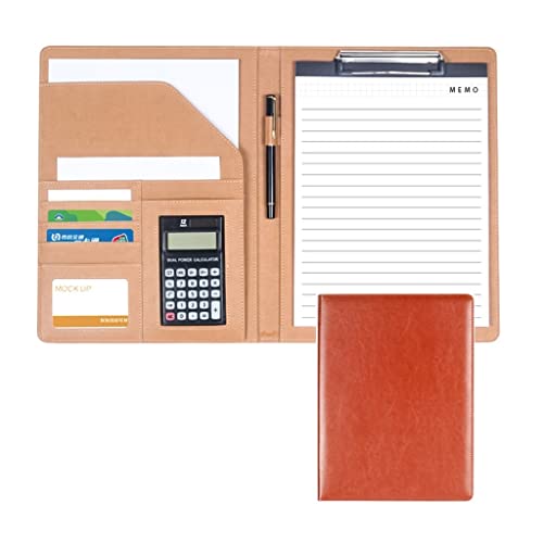 MYRDBT Schreibmappe A4, Padfolio-Portfolio-Ordner, PU-Leder, Business-Dokumenten-Organizer, Briefgröße mit Klemmbrett im A4-/Briefformat und Notizbuch von MYRDBT