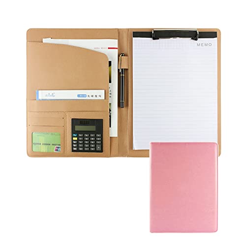 MYRDBT Schreibmappe A4, Portfolio-Hülle, Klemmbrett, Padfolio mit Klemmbrett und Taschenrechner, personalisierte Portfolio-Hülle aus PU-Leder für Herren, Dokumentenmappe von MYRDBT