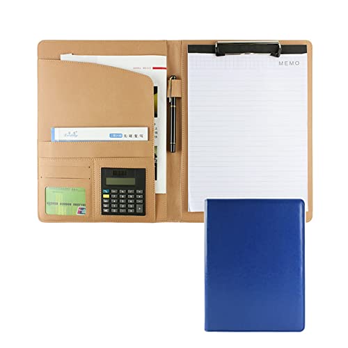 MYRDBT Schreibmappe A4, Portfolio-Hülle, Klemmbrett, Padfolio mit Klemmbrett und Taschenrechner, personalisierte Portfolio-Hülle aus PU-Leder für Herren, Dokumentenmappe von MYRDBT