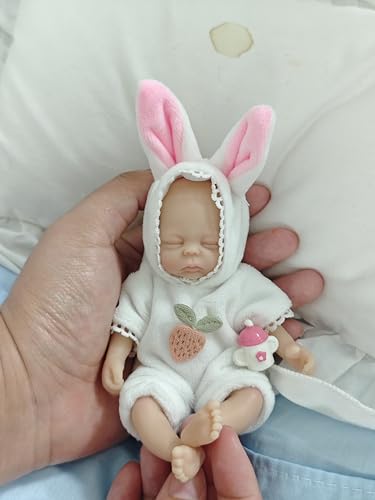 MYREBABY 13,97 cm große Mini-Reborn-Puppe, realistische Vollsilikonpuppe, schlafendes Mädchen mit geschlossenen Augen, Sieht echt aus, Wird mit Kleidung und Accessoires geliefert von MYREBABY