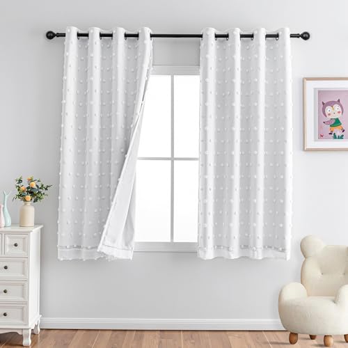 MYSKY HOME Vorhang Kinderzimmer Verdunklungsvorhänge 2er Set Gardinen mit Ösen Kurz Weiss Doppellagige Vorhänge Gardine Blickdicht für Mädchen, H 175 x B 140 cm, Weiß MYSKY HOME Vorhang Kinderzimmer Verdunklungsvorhänge 2er Set Gardinen mit Ösen Kurz Weiss Doppellagige Vorhänge Gardine Blickdicht für Mädchen, H 175 x B 140 cm, Weiß von MYSKY HOME