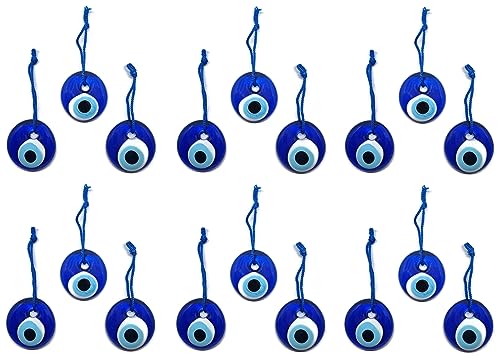 Türkisches Auge zum Aufhängen, Glas gegen den bösen Blick, Glücksbringer, 4 cm Durchmesser mit Gewinde und Schnur, Nazar Boncuk, Evil Eye (18) von MYSTIC JEWELS