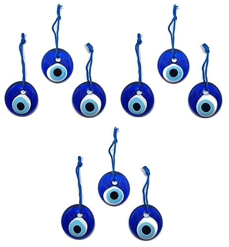 Türkisches Auge zum Aufhängen, Glas gegen den bösen Blick, Glücksbringer, 4 cm Durchmesser mit Gewinde und Schnur, Nazar Boncuk, Evil Eye (9) von MYSTIC JEWELS