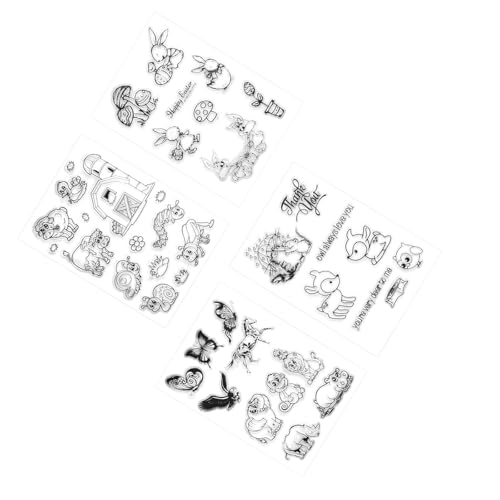 Silikonstempel Tiere Set, WUHEECOME 4 Blätter Silikonstempel Weich Clear Stamps Kaninchen Schnecken Rehkitze Clear Stamp Set 16 * 11cm Silikon Stempel von MYSUNBAR