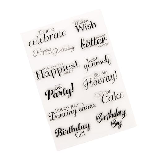 Words Time Celebrate Happy Birthday Make a Wish Let's Party Clear Stempel für Kartengestaltung Dekoration und DIY Scrapbooking von MYSUNBAR