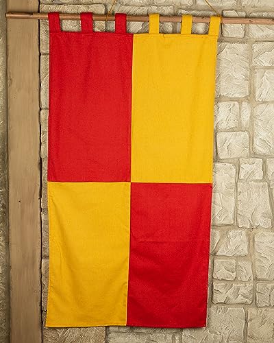 MYTHOLON Große rot/gelb Standarte, Banner, Fahne aus Baumwoll, mit Schlaufen, 160cm x 75cm, Mittelalter, LARP, Rollenspiele von MYTHOLON