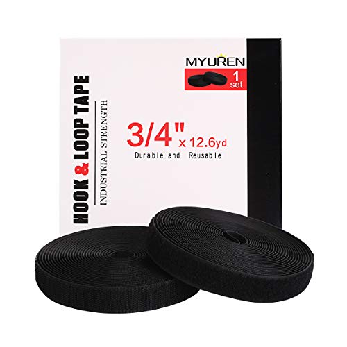 11.5m x 20mm Klettband zum Nähen für Stoff, 20mm Breit Klettverschluss zum Aufnähen, Nylon Klettstreifen für DIY Handwerk Rund um Startseite und Büro, Schwarz von MYUREN