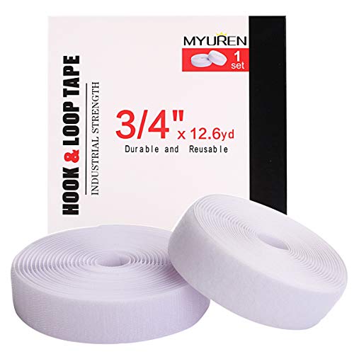 11.5m x 20mm Klettband zum Nähen für Stoff, 20mm Breit Klettverschluss zum Aufnähen, Nylon Klettstreifen für DIY Handwerk Rund um Startseite und Büro, Weiß von MYUREN