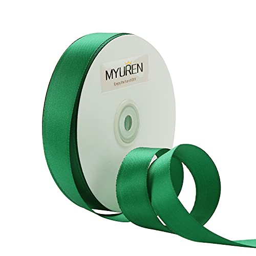 45m Doppelseitiges Satinband Grün 25mm Seidenband für Hochzeitsdekoration, Geschenkverpackungen, Partygeschenk, Bastelbedarf, Schleifen, Blumenstrauß von MYUREN