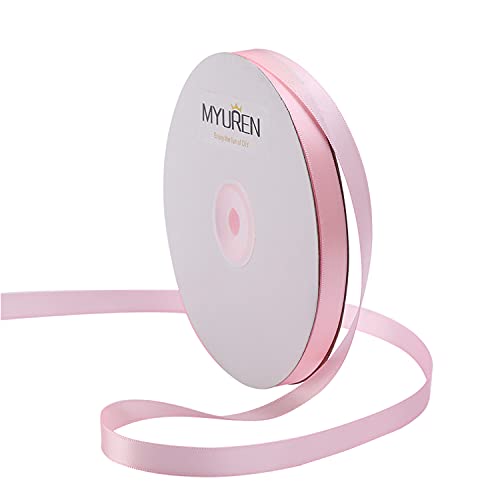 45m Doppelseitiges Satinband Rosa 10mm Seidenband für Hochzeitsdekoration, Geschenkverpackungen, Partygeschenk, Bastelbedarf, Schleifen, Blumenstrauß von MYUREN